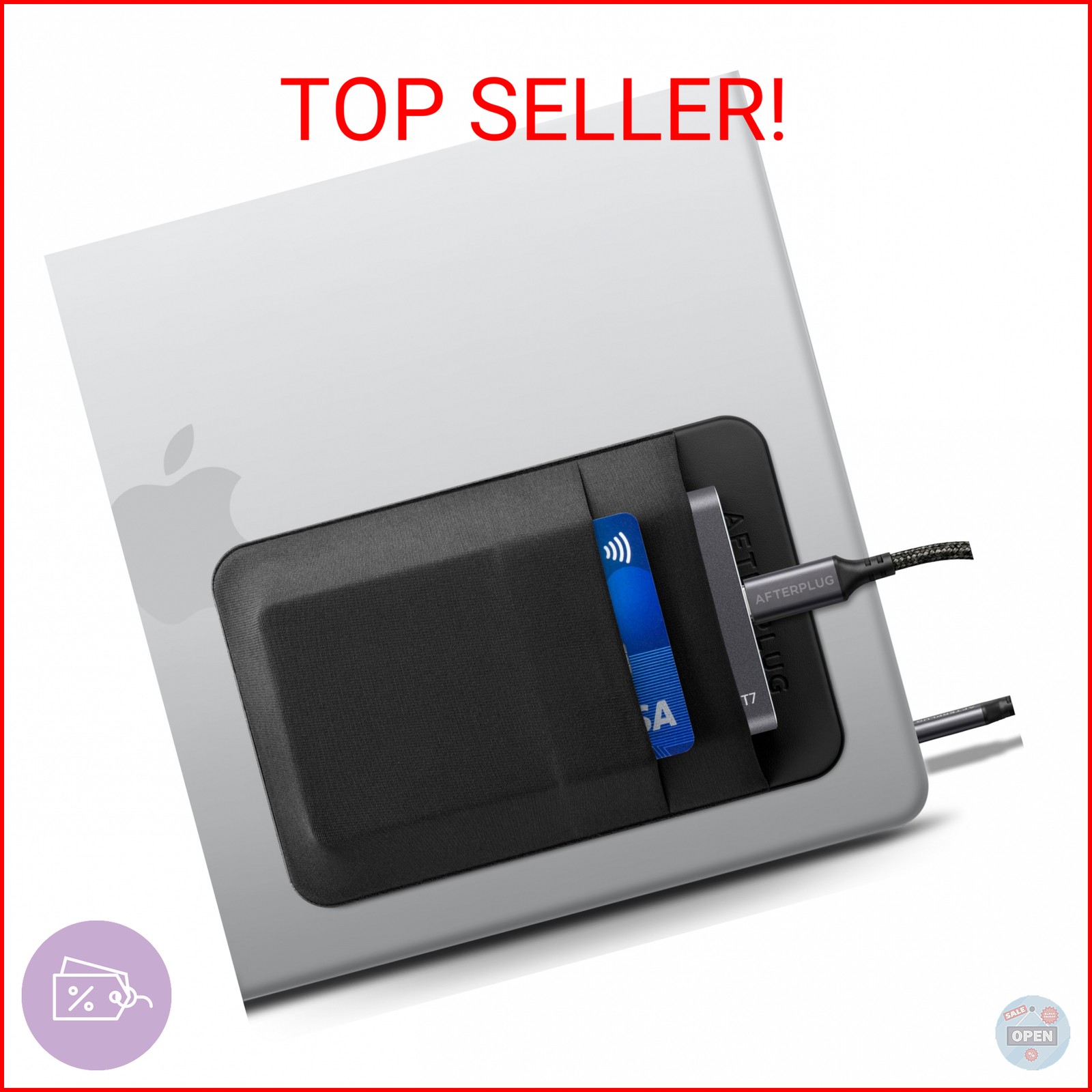 Afterplug 2-Pocket SSD & Hard Drive Holder for Laptop, Reusable 3M Adhesive