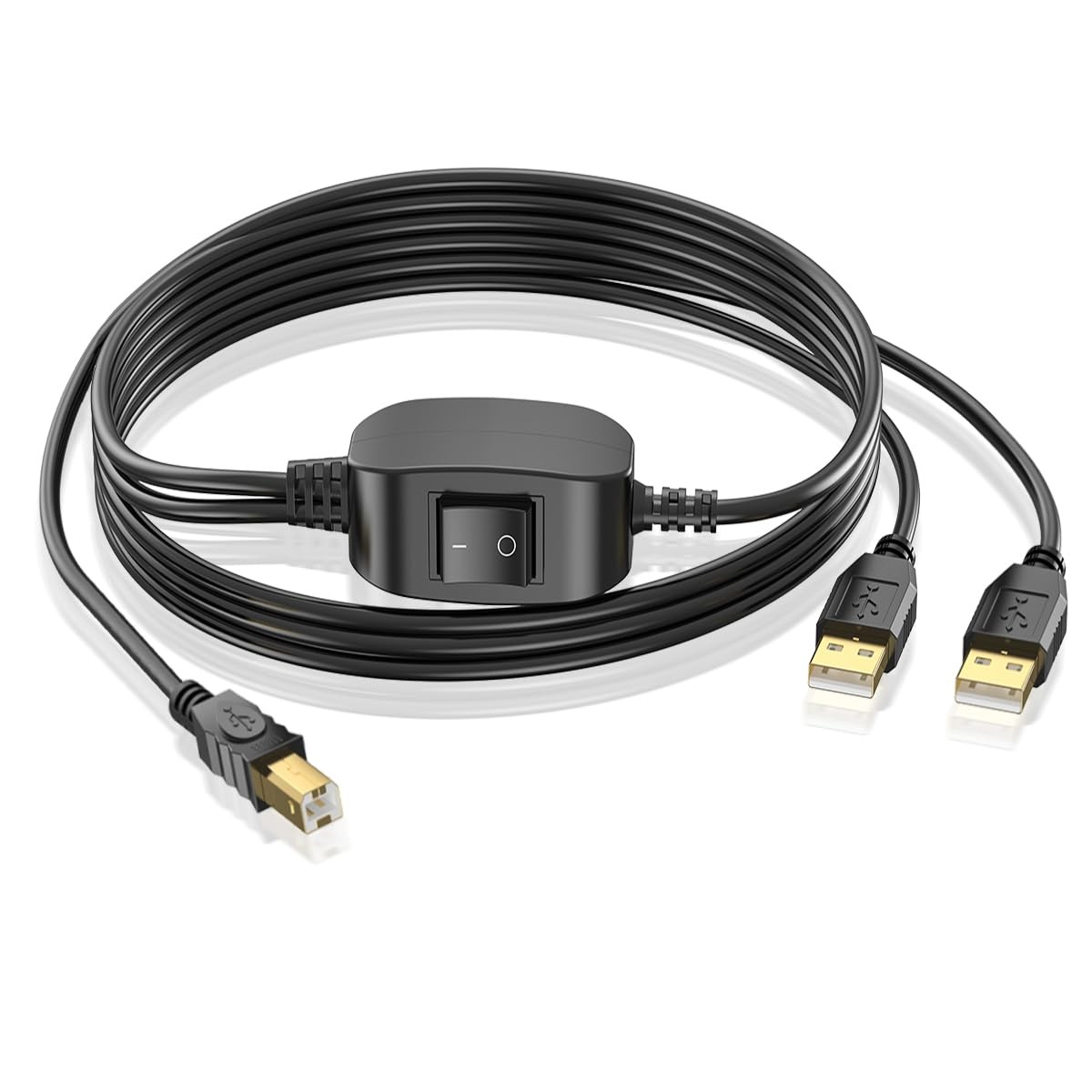 Herfair Printer Cable Splitter for Two Computers Share One inkless 2, Black