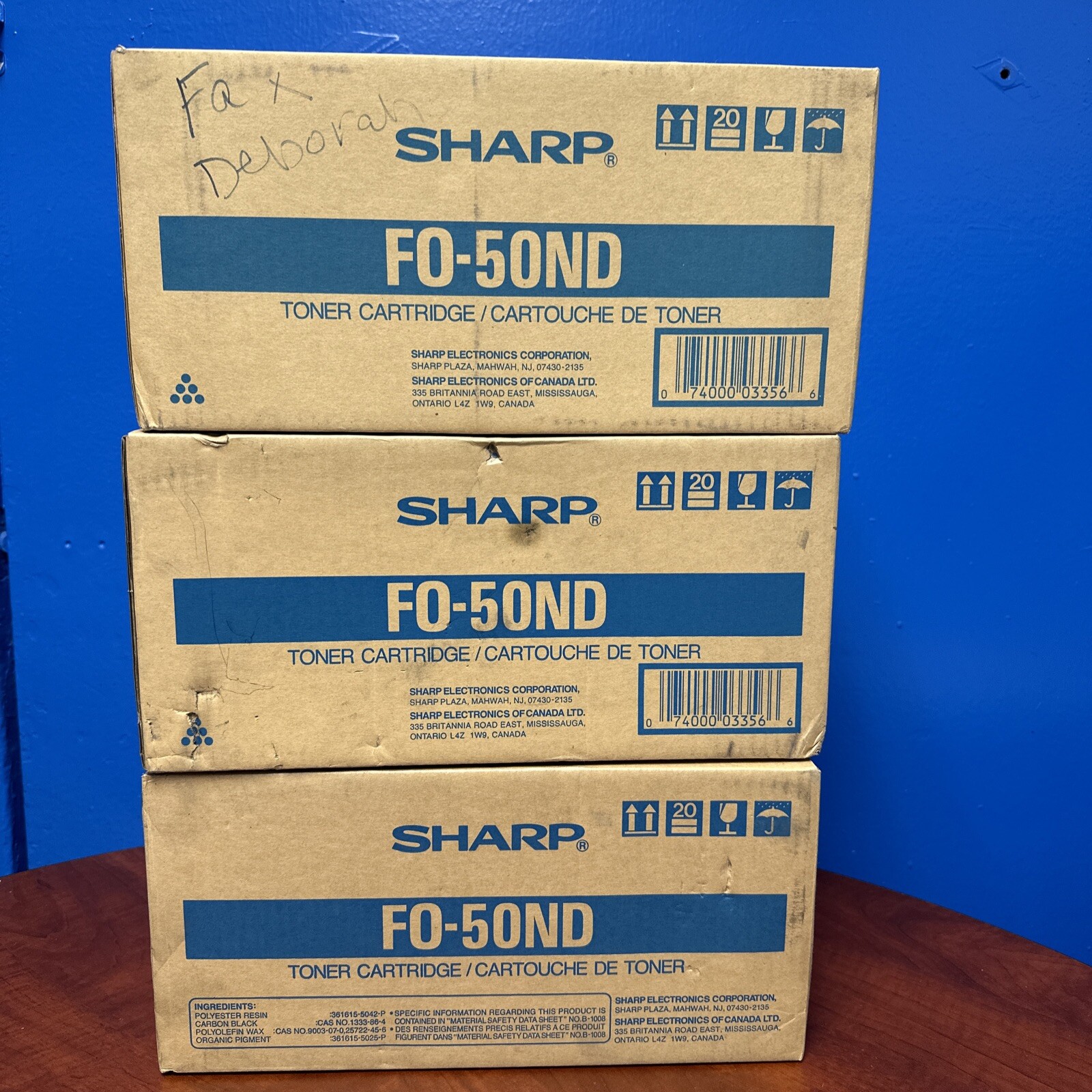 Lot Of 3 Genuine Sharp FO-50ND Toner Cartridge Sealed OEM (3824C12)