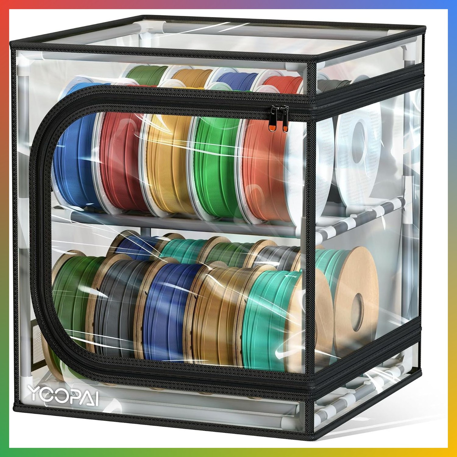 3D Printer Filament Storage Box Transparent 20 Rolls Organizer Holder Rack