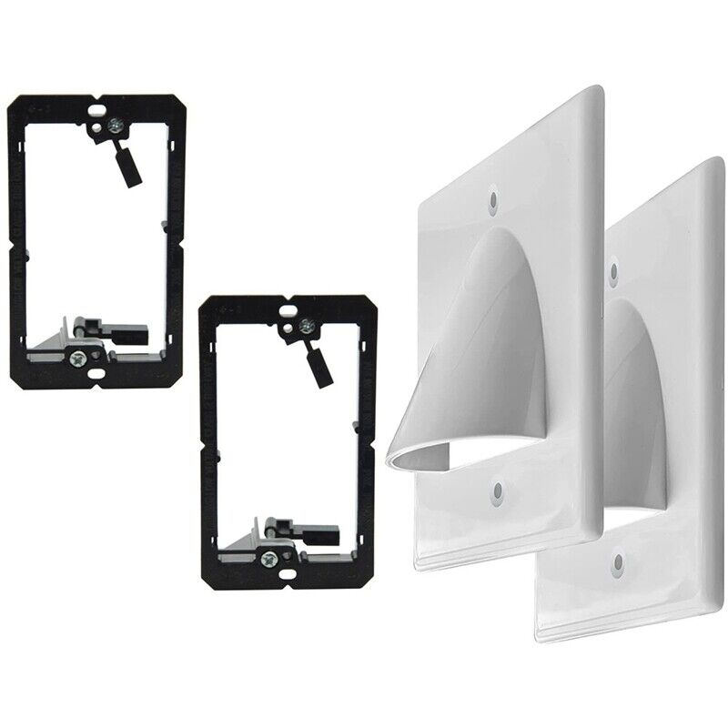 2X(Single Gang Bundled Cable Wall Plate 1-Gang Recessed Low Voltage Cable3571