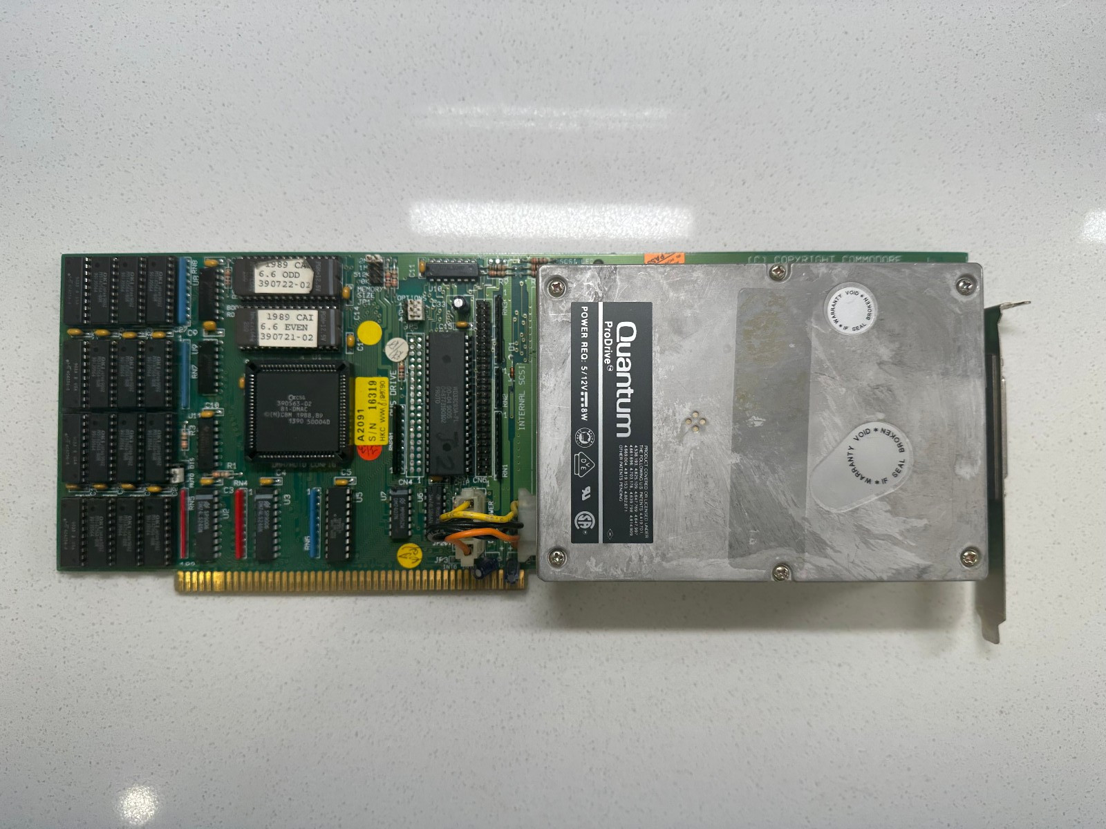 Commodore Amiga A2091 Hard Drive Controller Card w/2MB RAM + HDD 16319