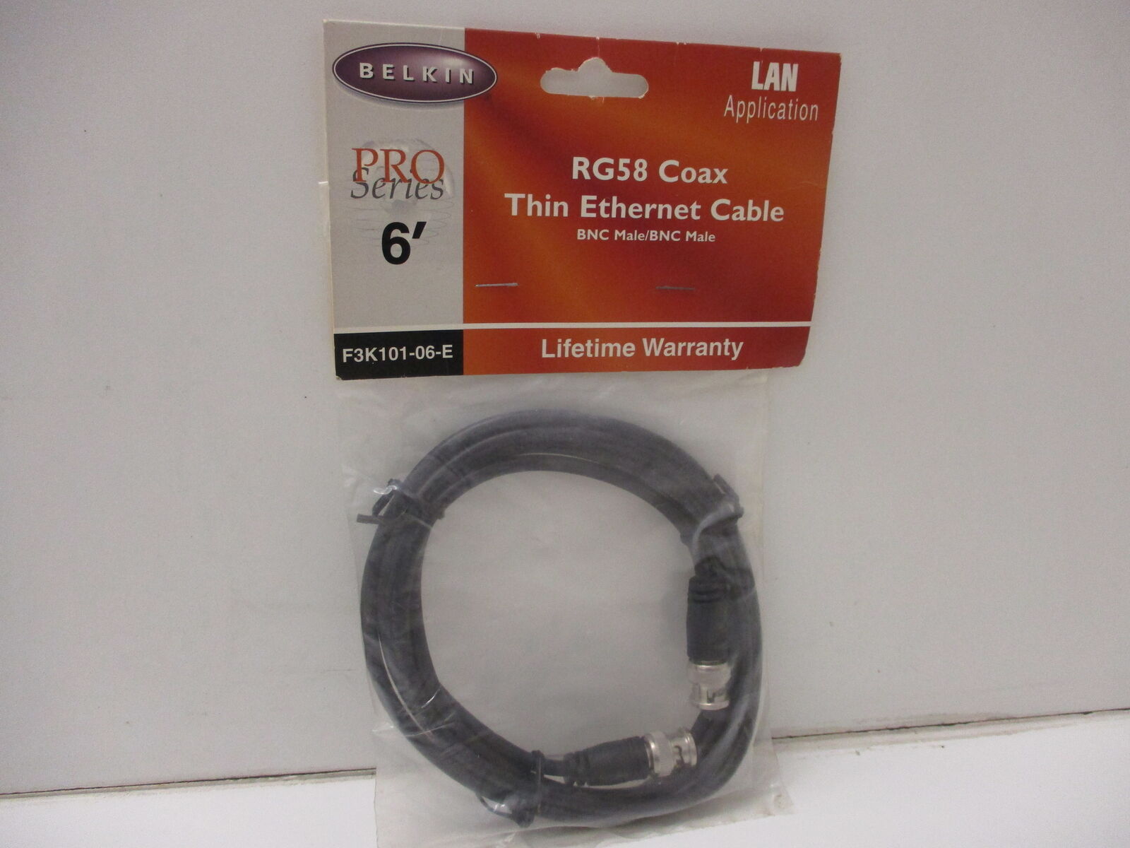 *NEW* BELKIN F3K101-06-E / RG58 COAX THIN ETHERNET CABLE 6'