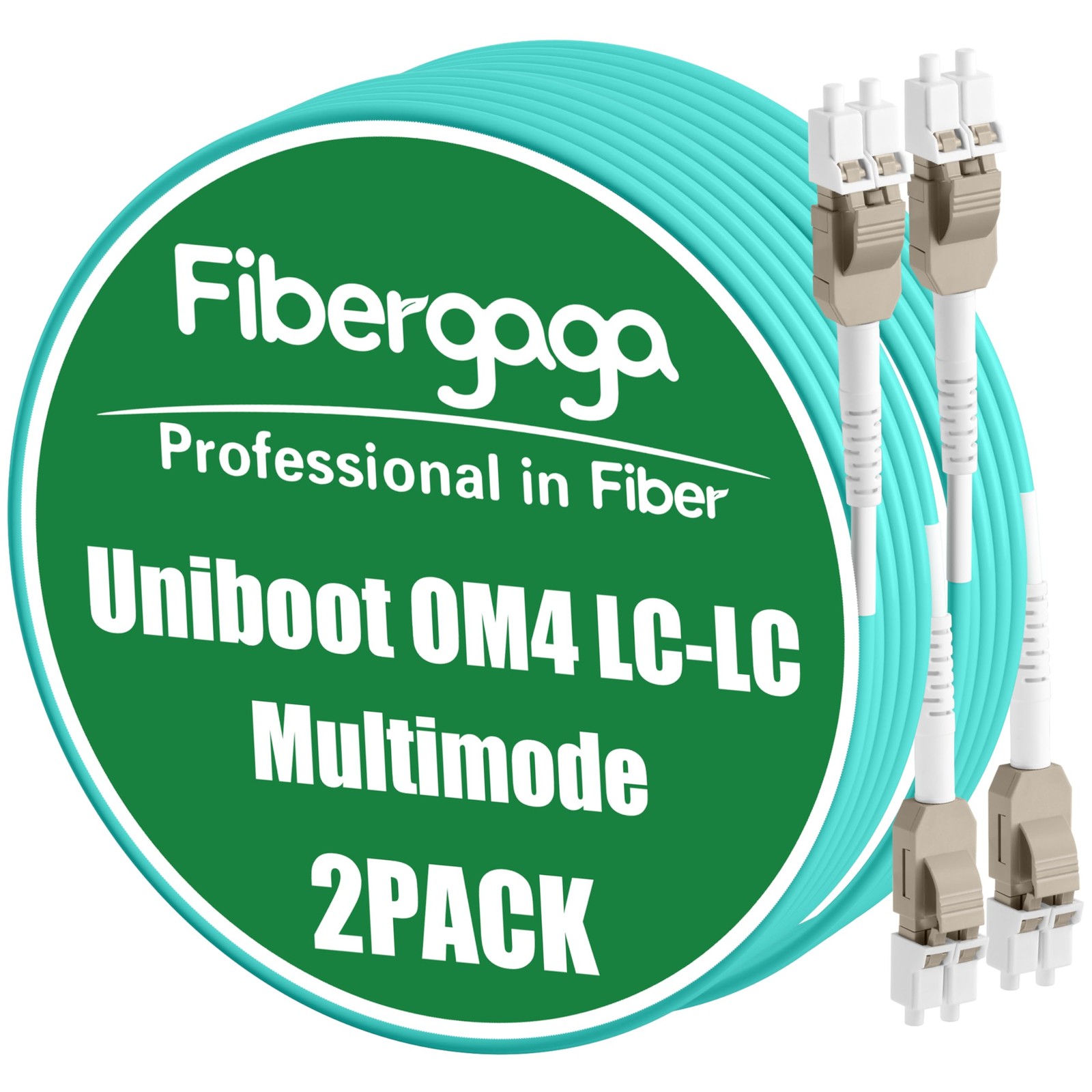 Fibergaga®OM4 LC to LC Fiber Patch Cable Multimode 2M(7ft), 2Pack | Fiber Opt...