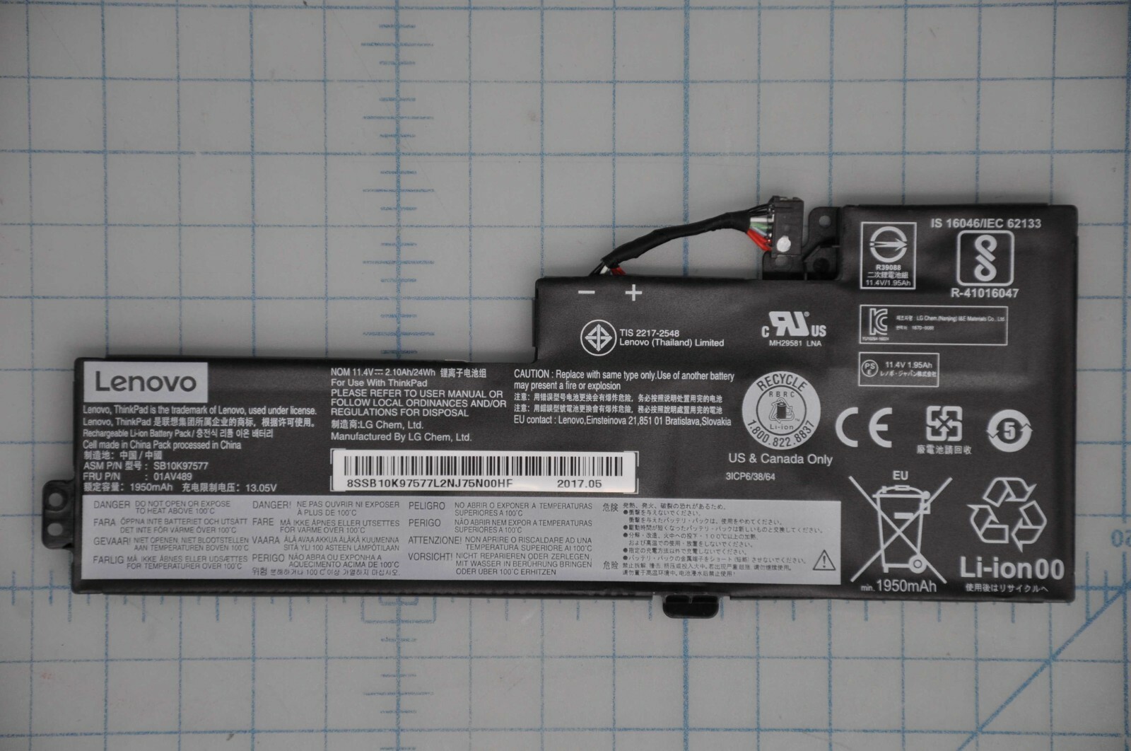 Genuine LENOVO ThinkPad T470 Li-Polymer Grade B Battery 01AV489