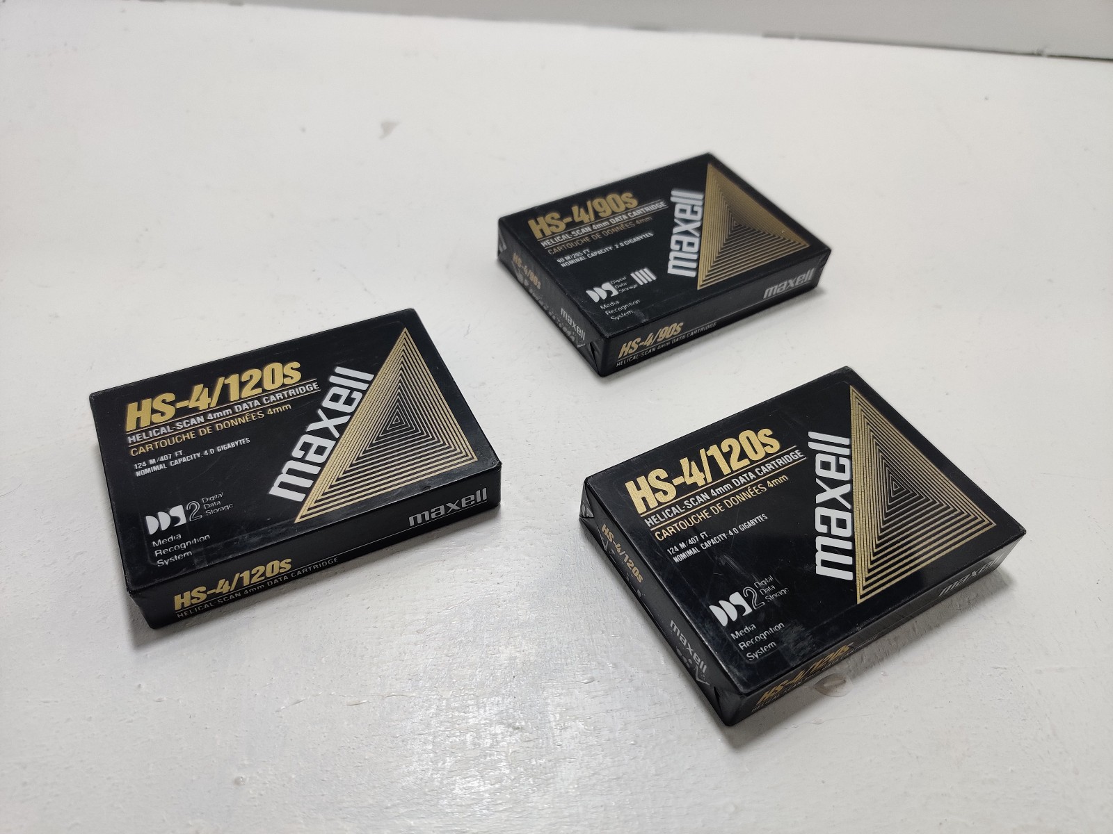 Lot of 3 Maxell Helical-Scan 4mm Data Cartridges - (2) HS-4/120s & (1) HS-4/90s 