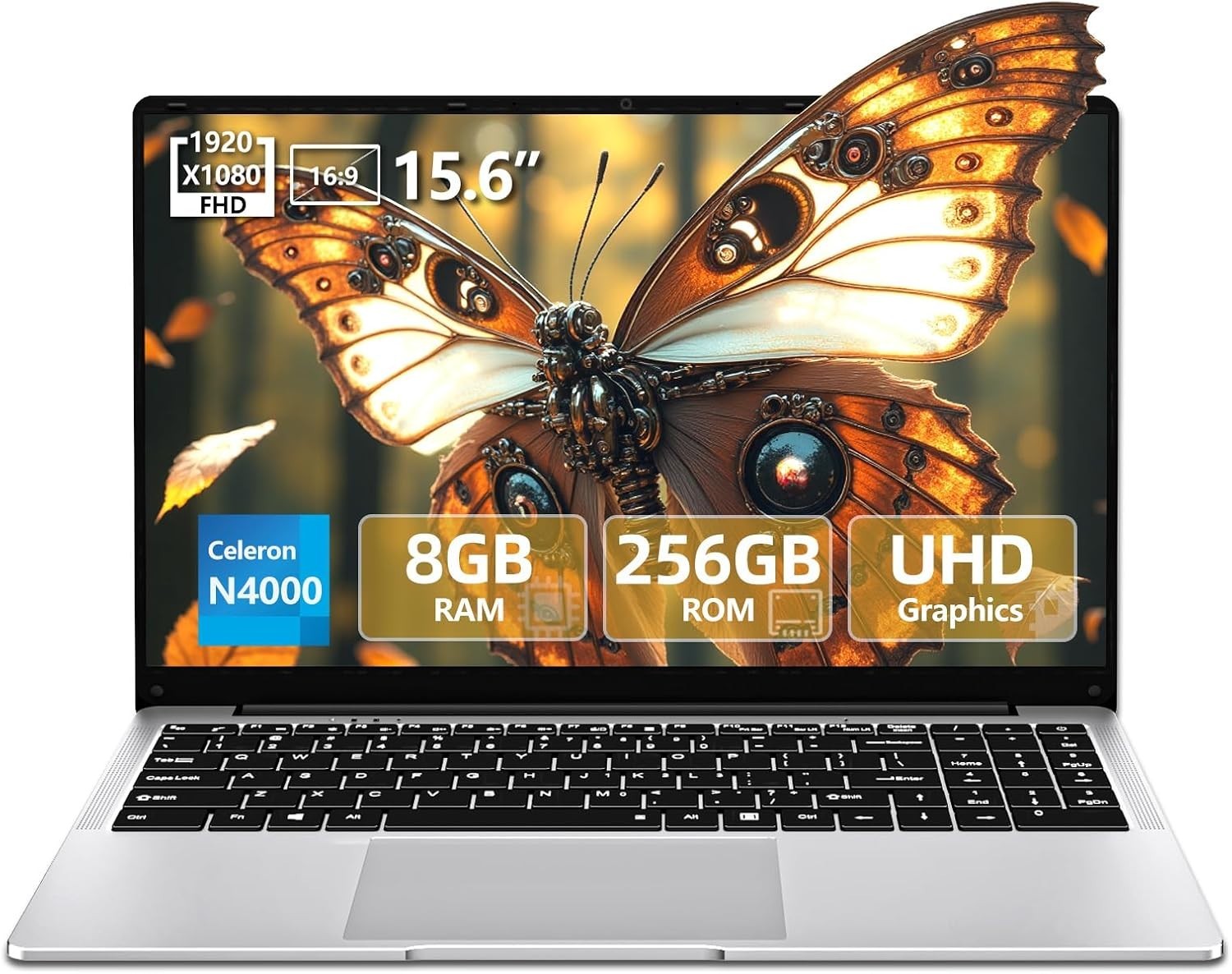 15.6" FHD Laptop Intel Celeron N4000 8GB DDR4 RAM 256GB SSD Windows 11 Pro Wifi