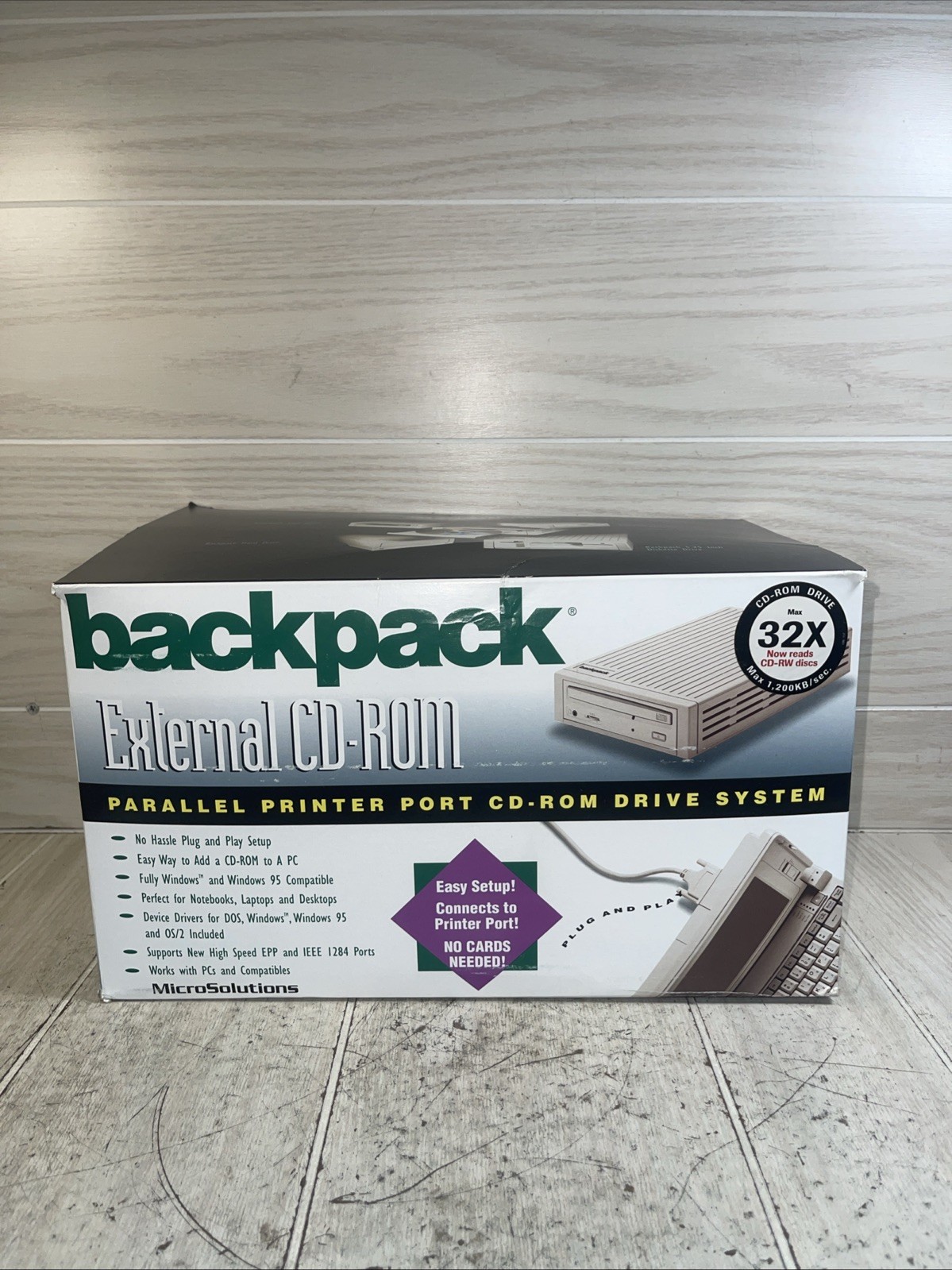 MicroSolutions Backpack CD ReWriter External Drive Model 167550 New Open Box