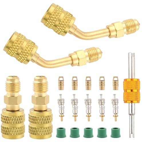 R410a Adapter for Mini Split System,5/16 Female 1/4 Male Flare Charging Vacuum