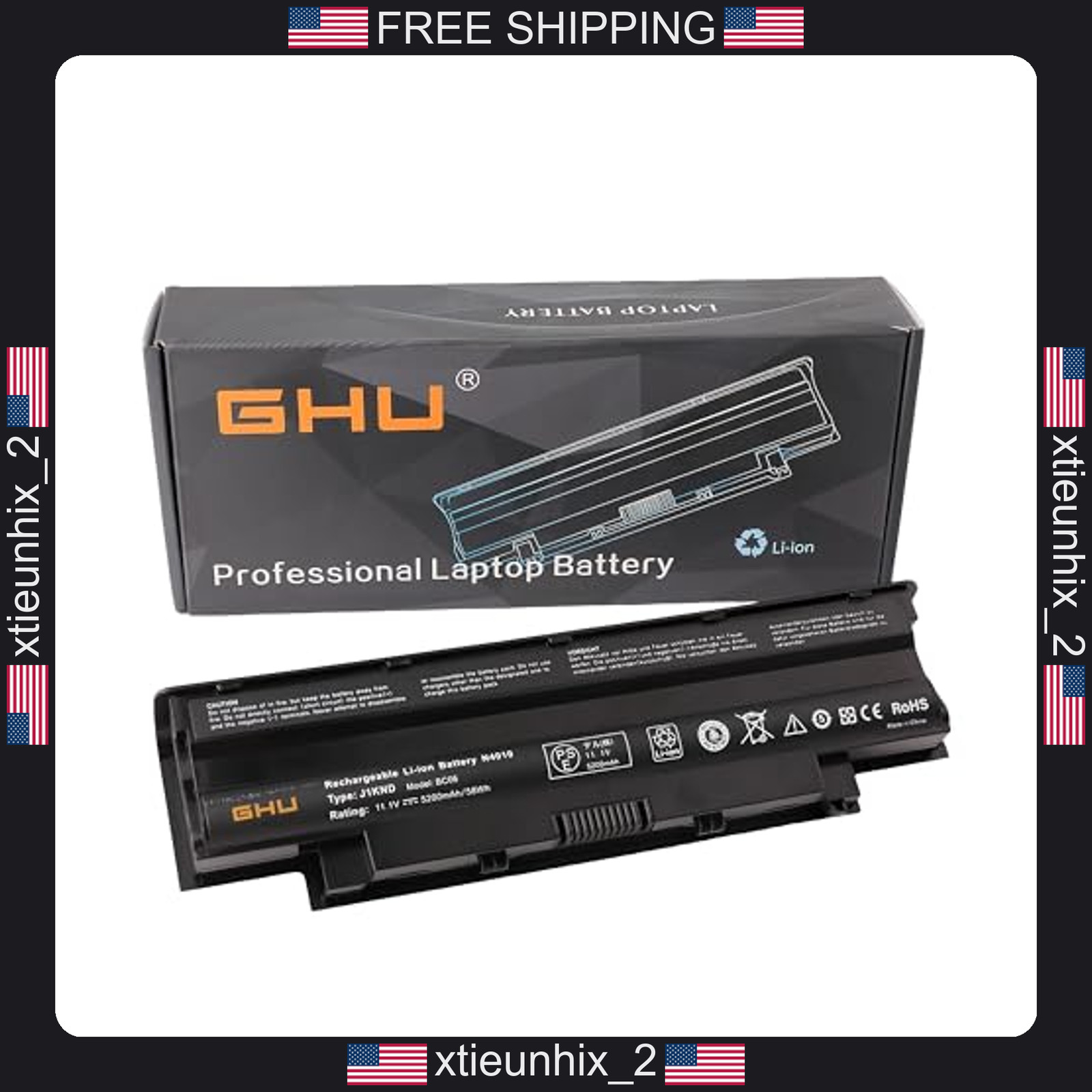 Dell Inspiron N4010 N5010 N7110 N7010 58Wh Replacement Battery J1KND