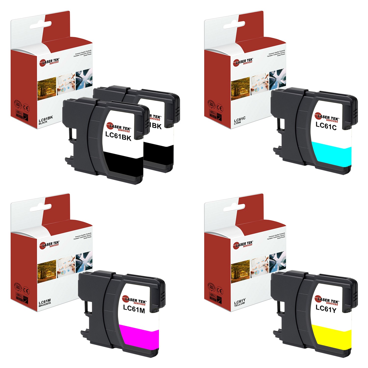 5Pk LTS LC-61 BCMY Compatible for Brother MFC250C 255CW, DCP165C Ink Cartridge