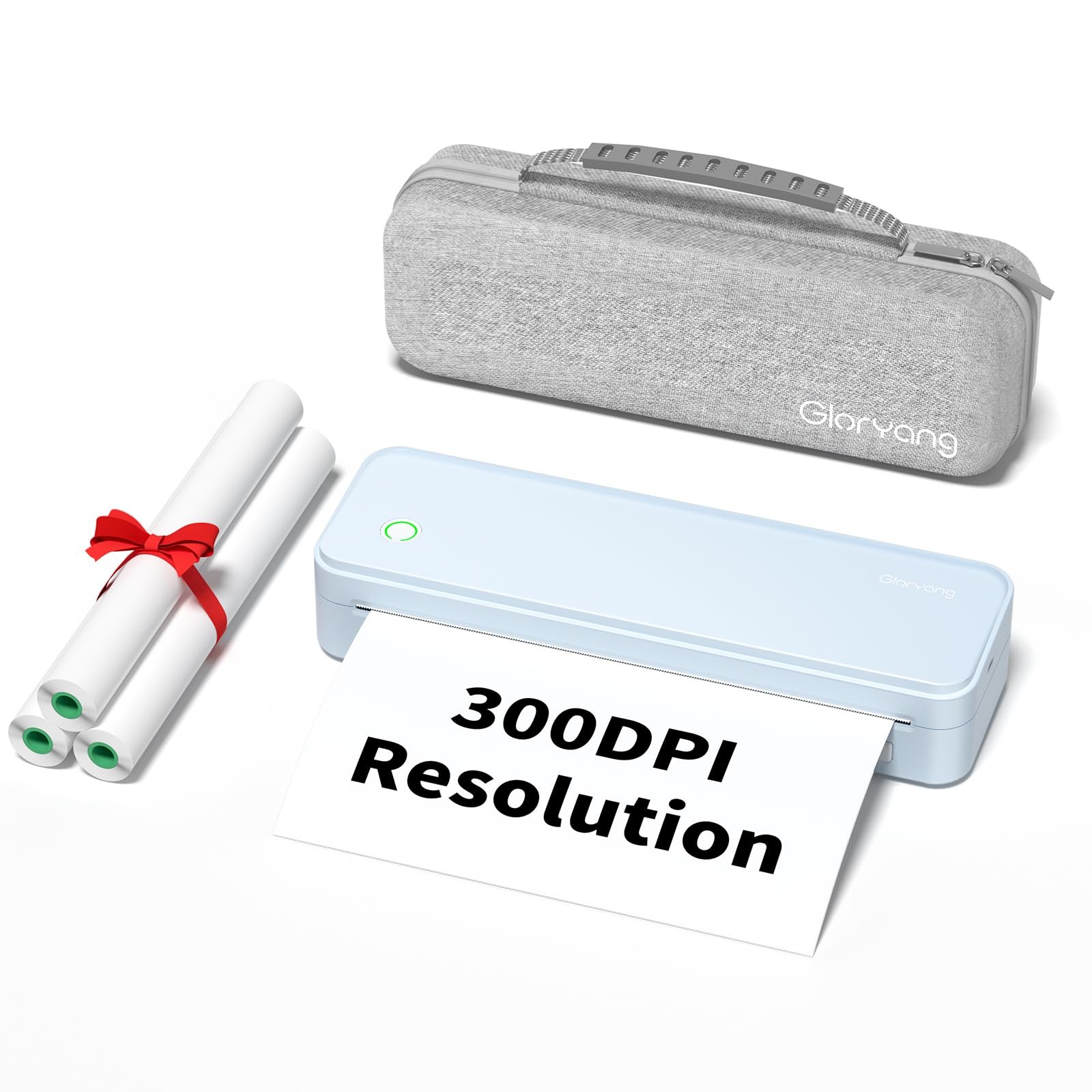 Gloryang 300DPI Portable Printer Wireless Travel, Inkless Small Bluetooth