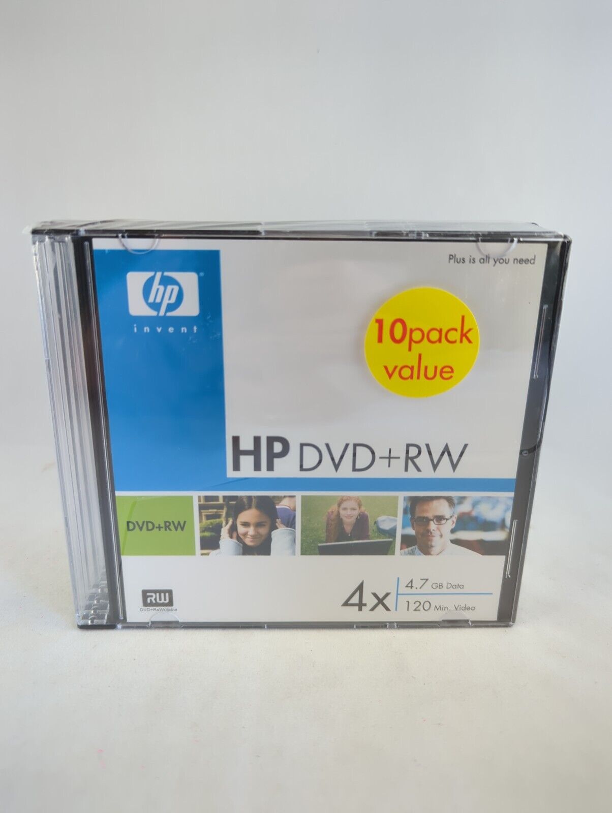 HP INVENT DW00021M DVD+RW 4X, 4.7GB DATA, 120 MIN.VIDEO, 10 PACK Factory Sealed