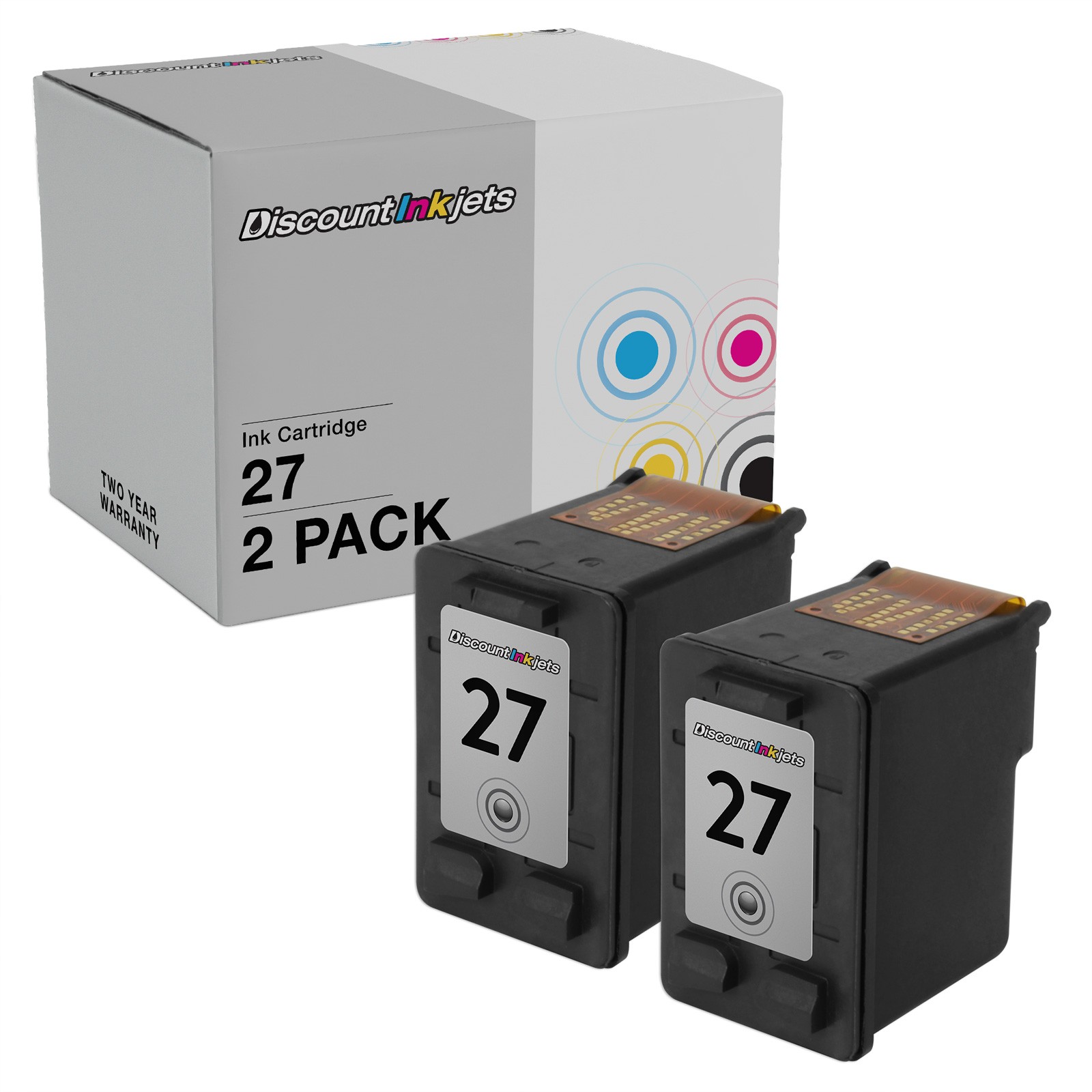 2PK Reman #27 for HP 27 C8727AN BLACK Ink Cartridge OfficeJet 5610xi 4315x 4315v