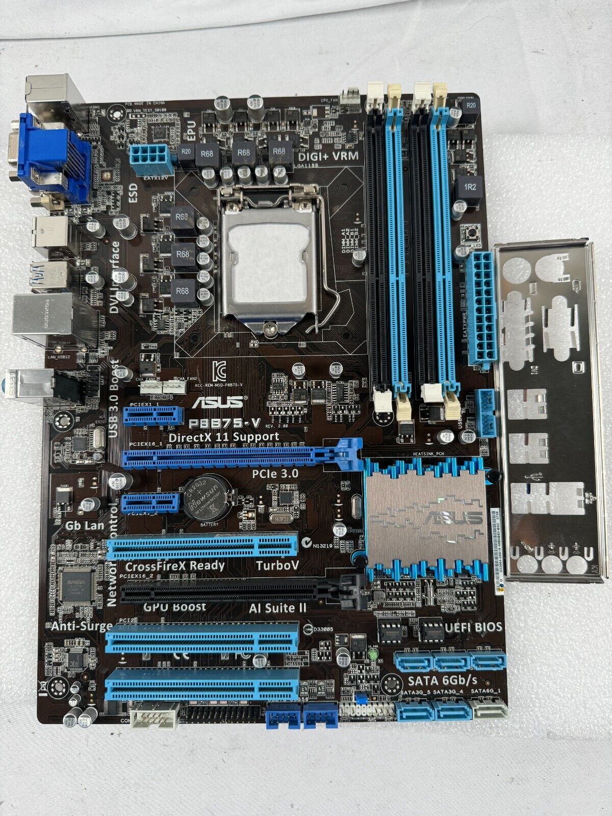 ASUS P8B75-V Motherboard B75,1155 socket ATX usb 3.0 DDR3 W/I/O Shield; Tested