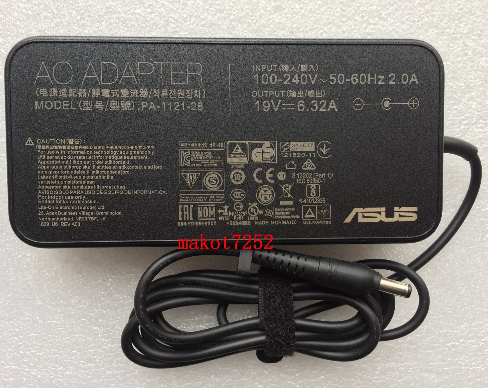 New Original OEM 120W AC/DC Adapter&Cord for BenQ MOBIUZ EX2710R Gaming Monitor