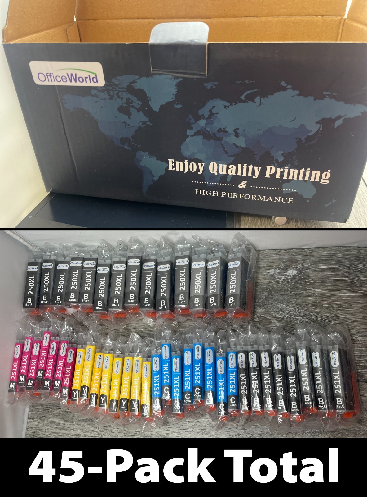 45-Pack OfficeWorld 250XL / 251XL Inkjet Cartridges Fit/For Canon Pixma Models