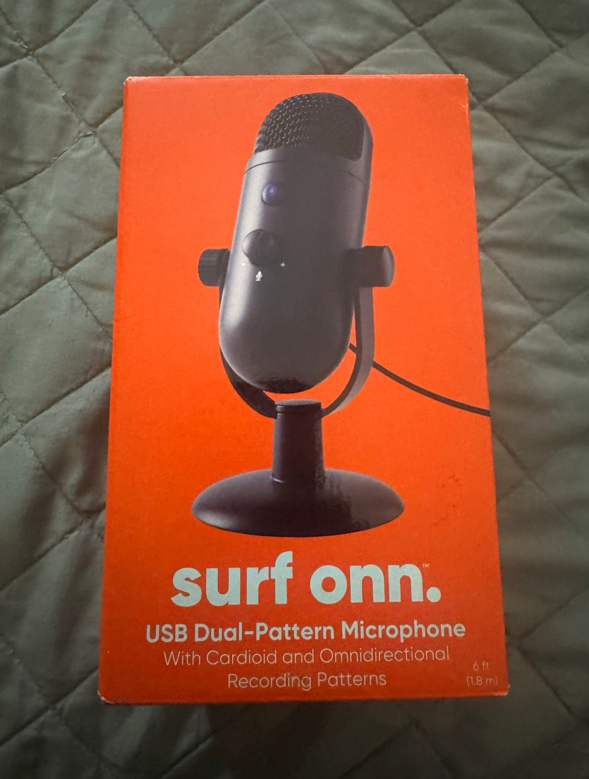 onn. USB Dual-Pattern Microphone Cardioid USB-C Wired Plug & Play Black