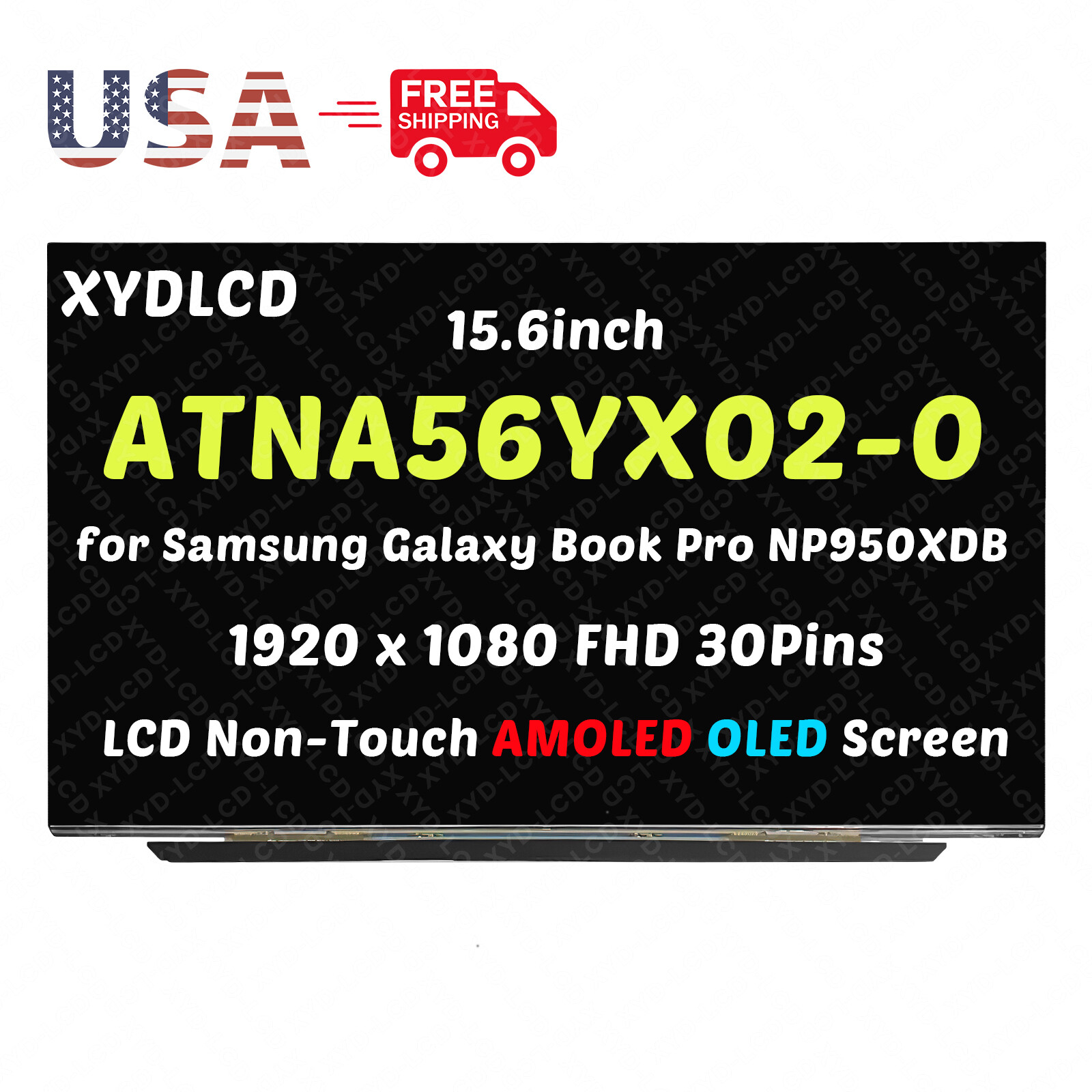 15.6" for Samsung Galaxy Book Pro NP950XDB-KC4US LCD AMOLED Screen Replacement
