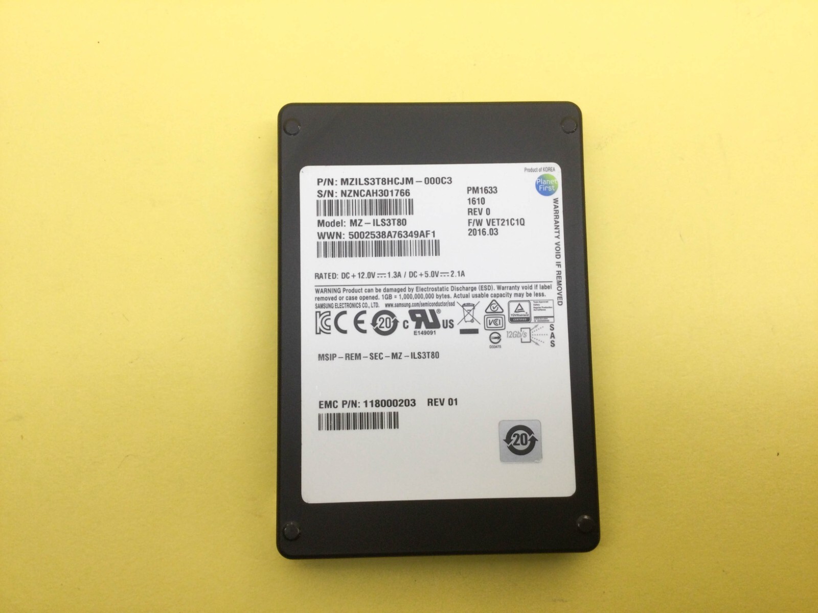 SAMSUNG PM1633 EMC 3.84TB SAS 12Gb/s 2.5'' ENT SSD MZ-ILS3T80