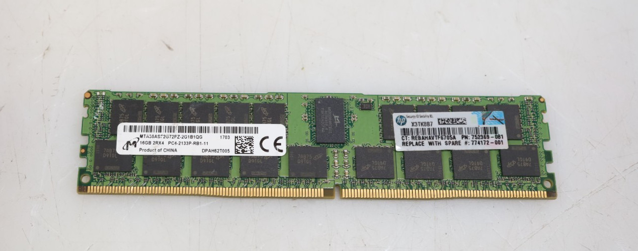 16GB Micron MTA36ASF2G72PZ-2G1B1QG 2133MHz DDR4 RDIMM Server Memory