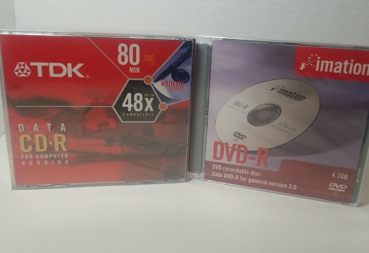 TDK Data CD-R 80 min (3) And Imation DVD-R Recordable Disc 4.7 GB Lot of 5