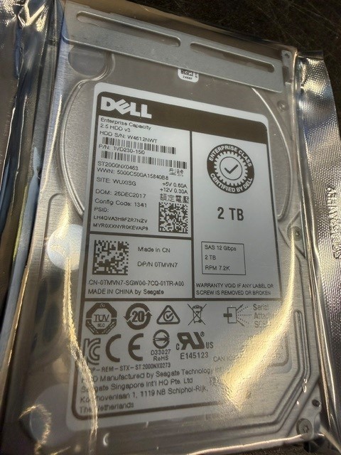 DELL 0TMVN7- 2TB 7.2K 12G SFF SAS ENT SED HDD ST2000NX0463