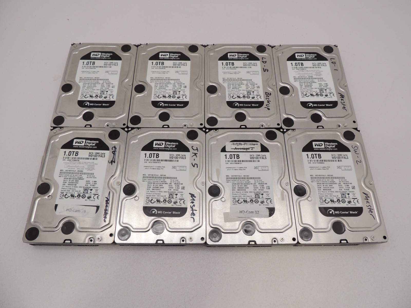 Lot of 8 Low Mileage Western Digital Black WD1001FALS 1TB SATAII 3.5" Hard Drive