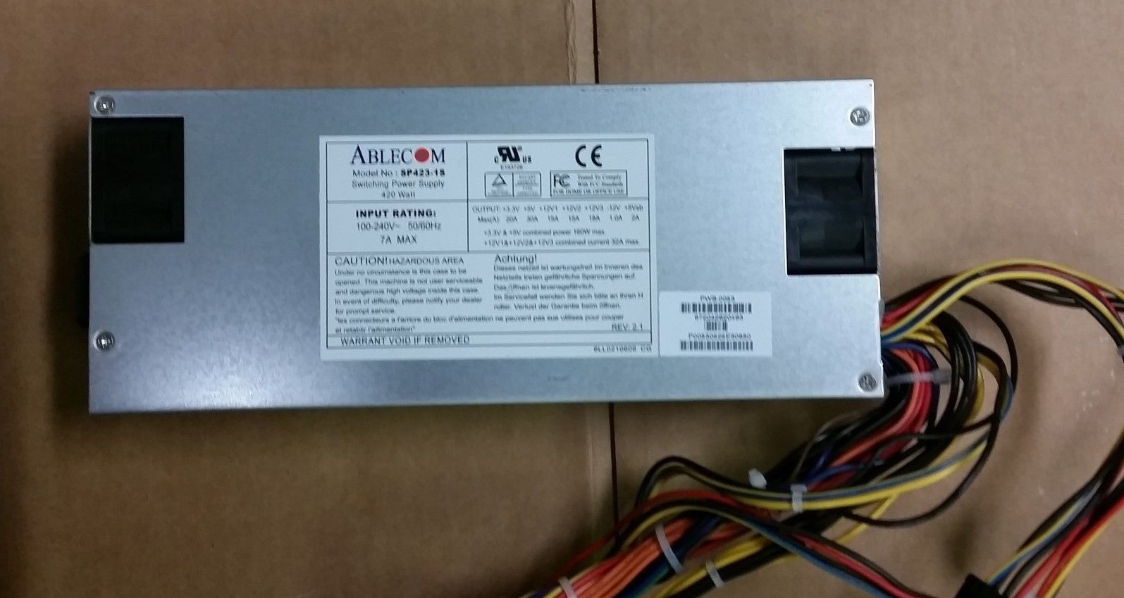 SuperMicro Ablecom SP423-1S PWS-0053 420W 1U Server Power Supply PN 9PB4200100
