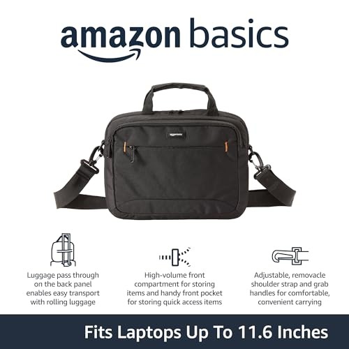 AMAZON BASICS 11.6 INCH LAPTOP BAG WITH SHOULDER STRAP AND HANDLE, -  BLACK