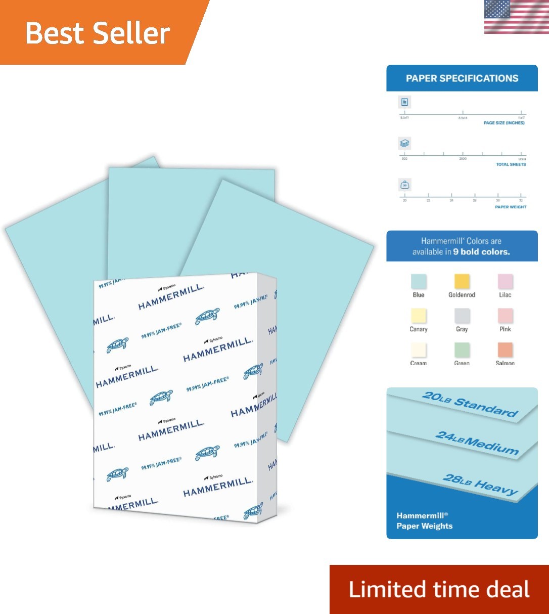500 Sheets of Jam-Free 20lb Pastel Blue Paper - Perfect for All Printing Needs