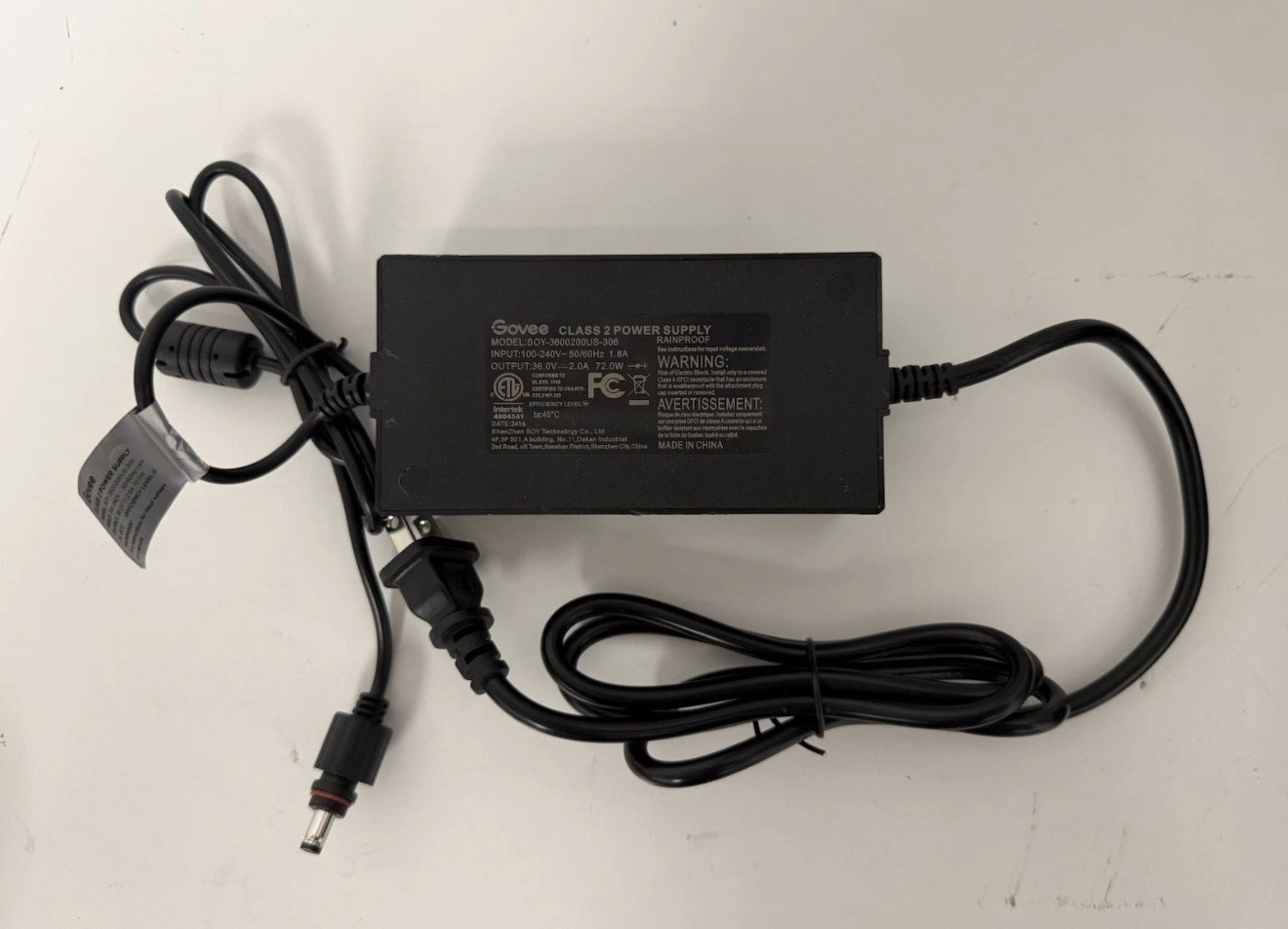 Govee SOY-3600200US-306 OEM Power Supply Adapter US Stock