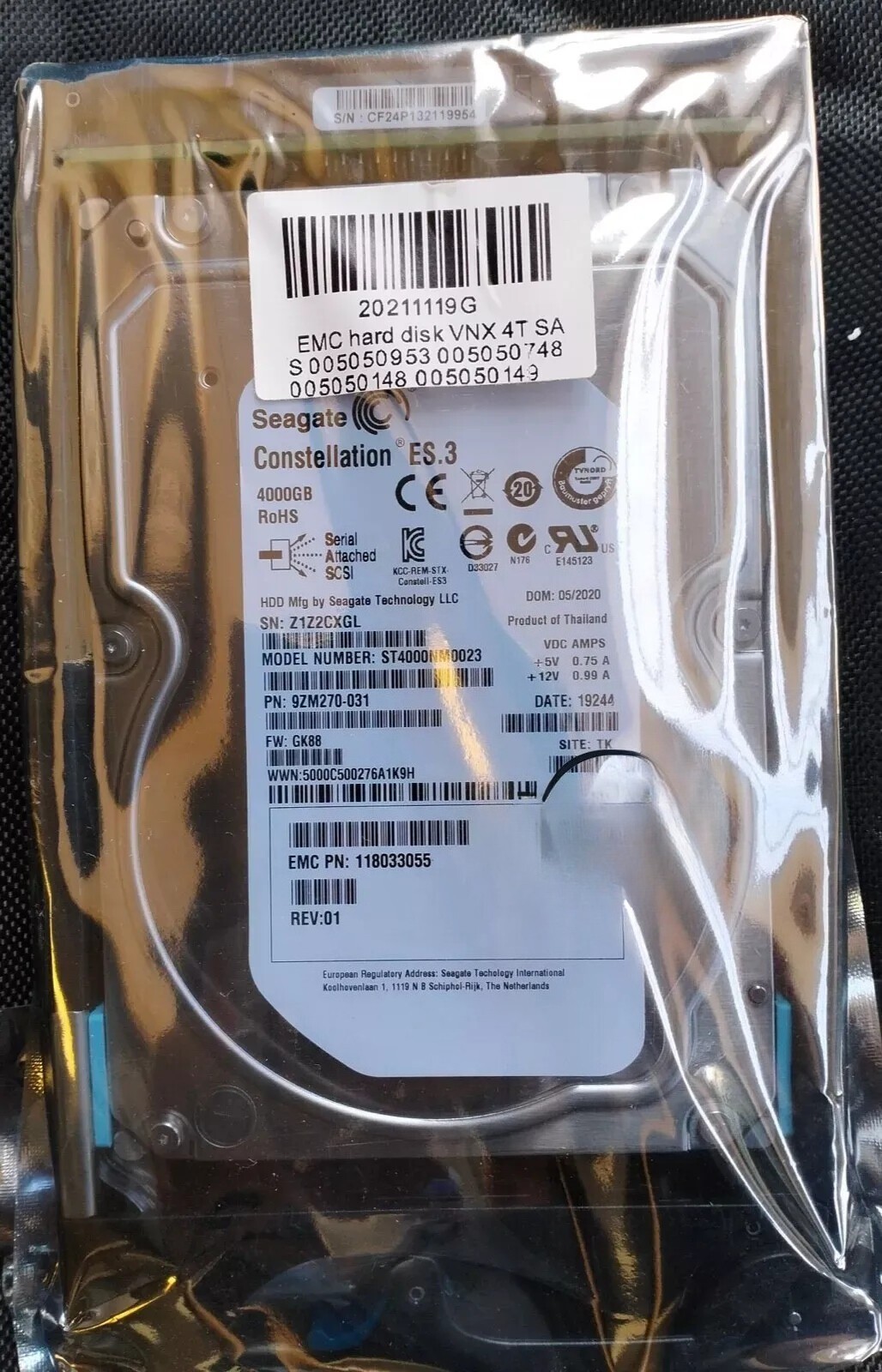 EMC VNX V4-VS07-040 4T SAS 3.5" 7.2K 005050953 005050748 005050148 005050149 