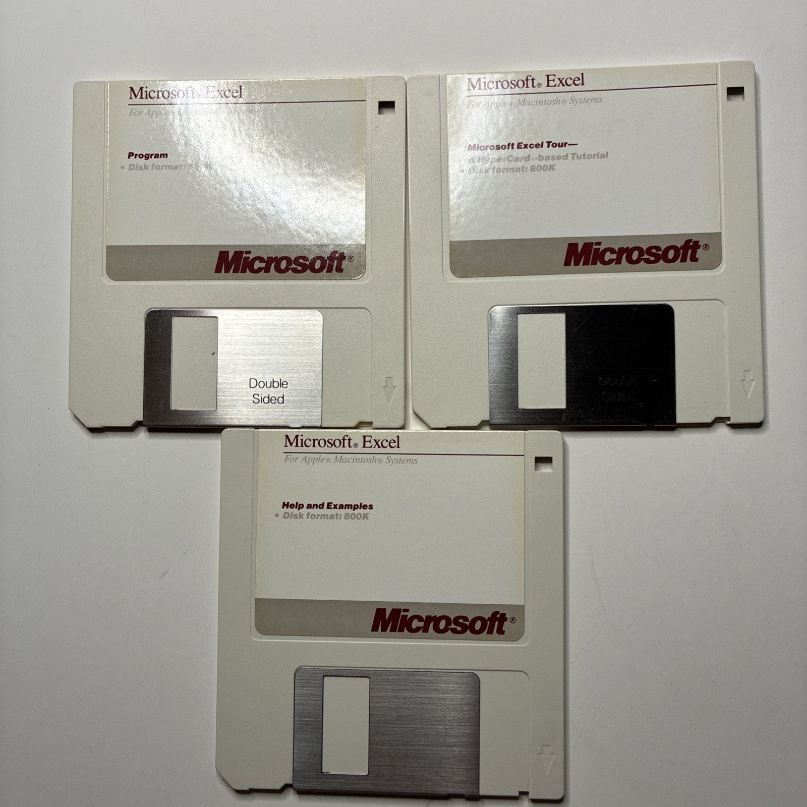 Microsoft Excel 2.2 (1985–1989) – Macintosh – 3.5" Floppy Disk Set (3 Disks)