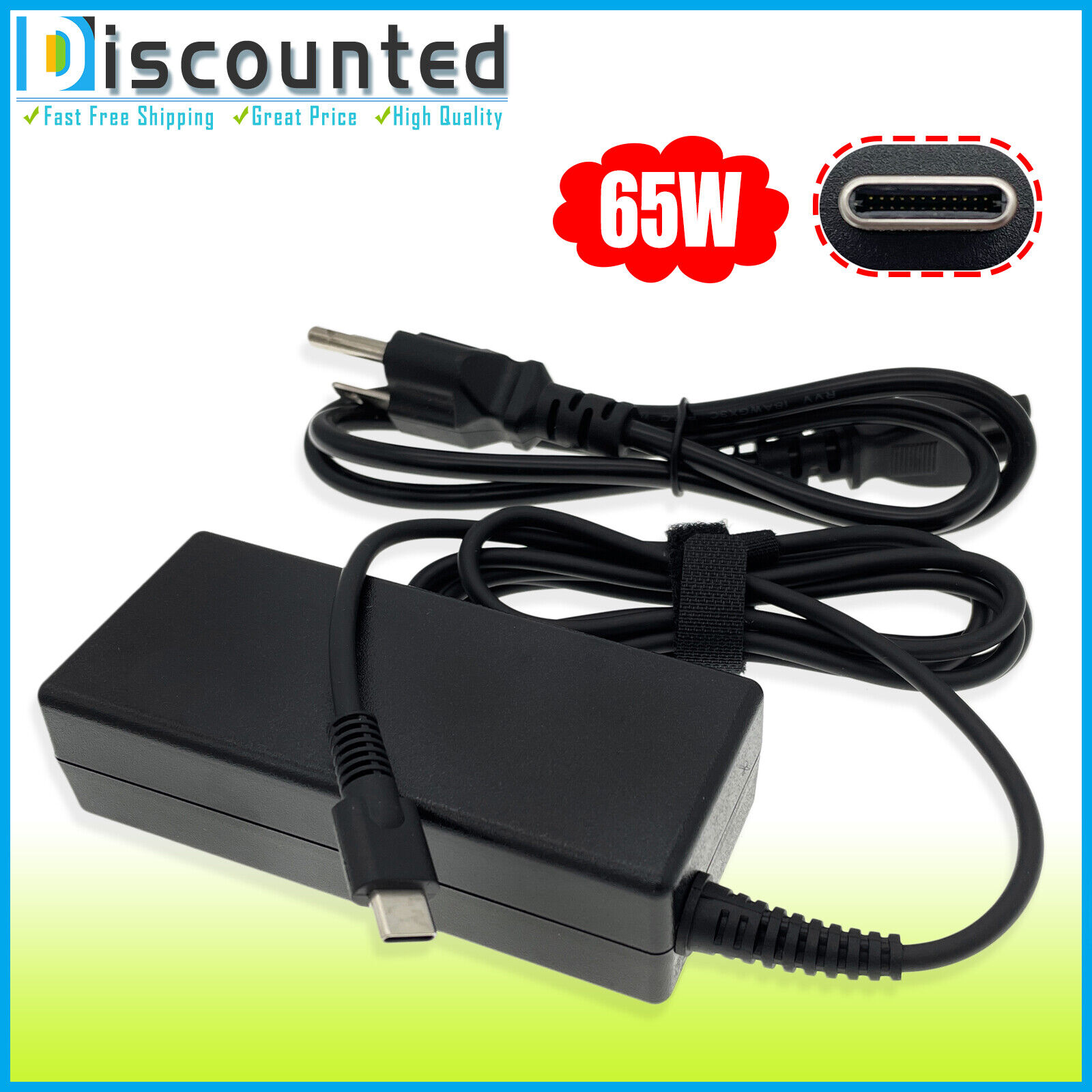 FOR DELL 65W USB-C TYPE-C CHARGER / AC ADAPTER 0VT148 / 0WMDHR / LA65NM190