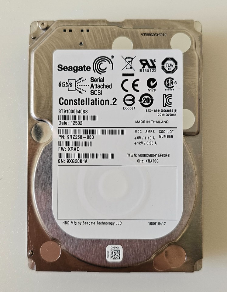 Seagate Constellation.2 HDD-ST91000640SS 1TB 7200 RPM 64MB Cache 2.5" SAS 6Gb/s