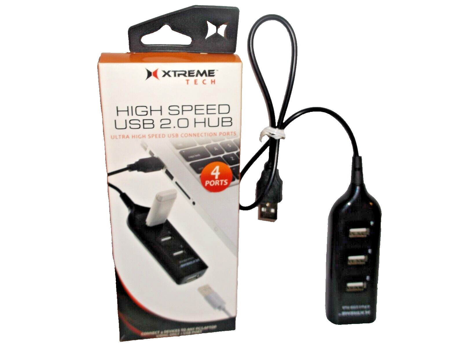 NIP Xtreme Tech High Speed 4 Port USB 2.0 Hub W/ Short Cable