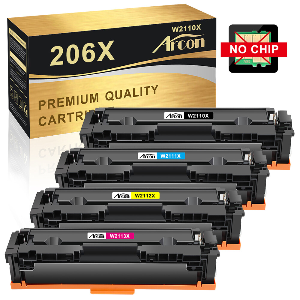 4PCS 206X W2110X Toner No Chip For HP LaserJet MFP M282nw M283fdw M283cdw
