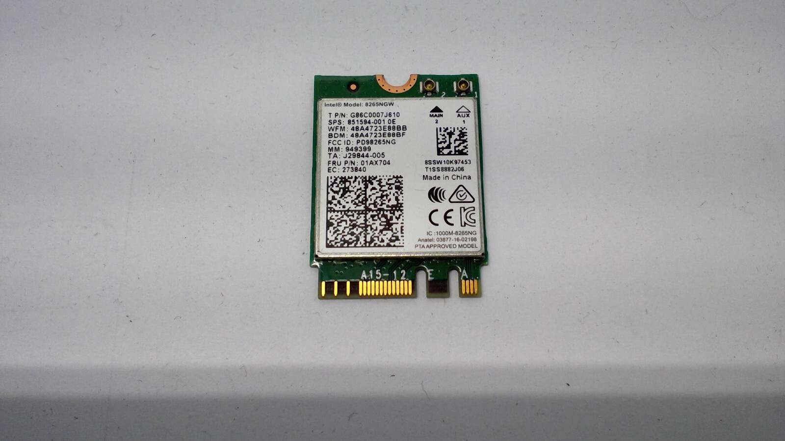 Dell 8265NGW Dual Band 802.11ac 867Mbps 8F3Y8 WiFi BlueTooth 4.2 M.2 Card 08F3Y8