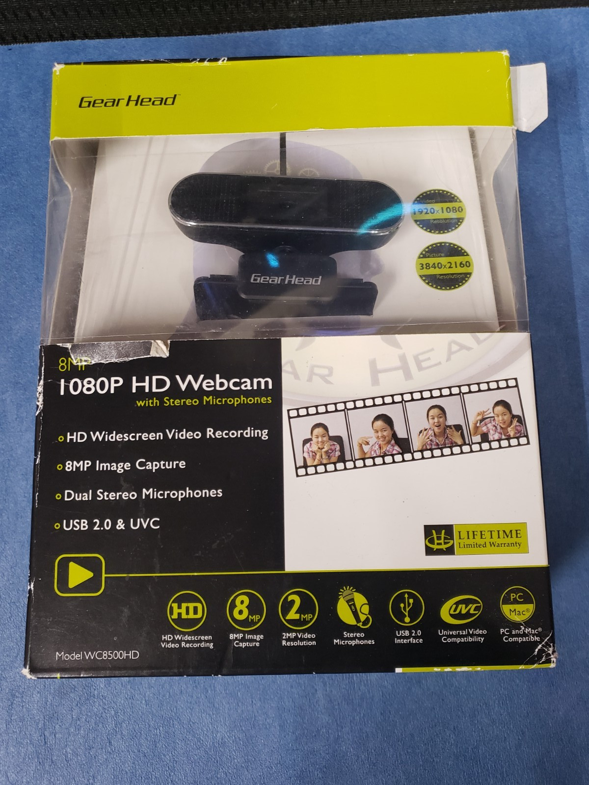 Gear Head WC8500HD Web Cam 8mp 1080p open box