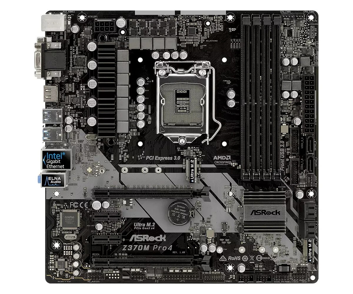 ASRock Z370M Pro4 Motherboard LGA1151 Z370 Micro ATX Intel Motherboard