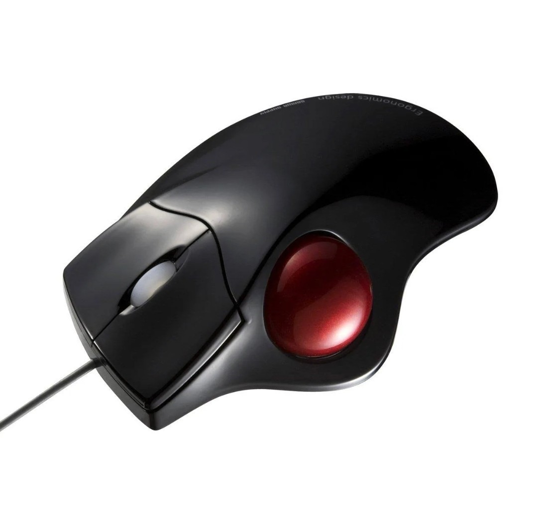 SANWA SUPPLY MA-TB39BK Black Trackball Wired Mouse Red Ball Sealed New in Box