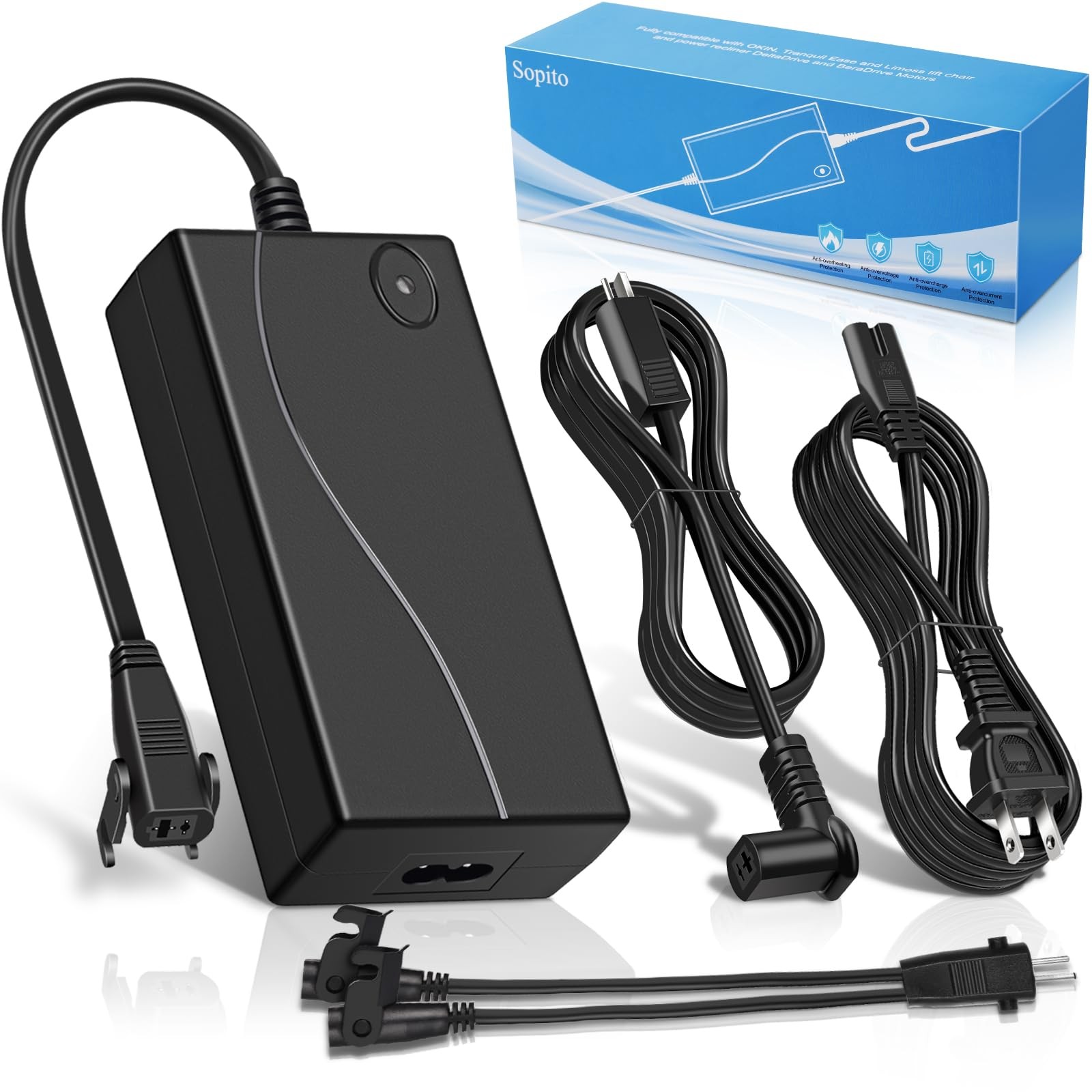 Sopito Wide Power Recliner Power Supply Kit 29V 2A 2-Pin Adapter 100-240V to
