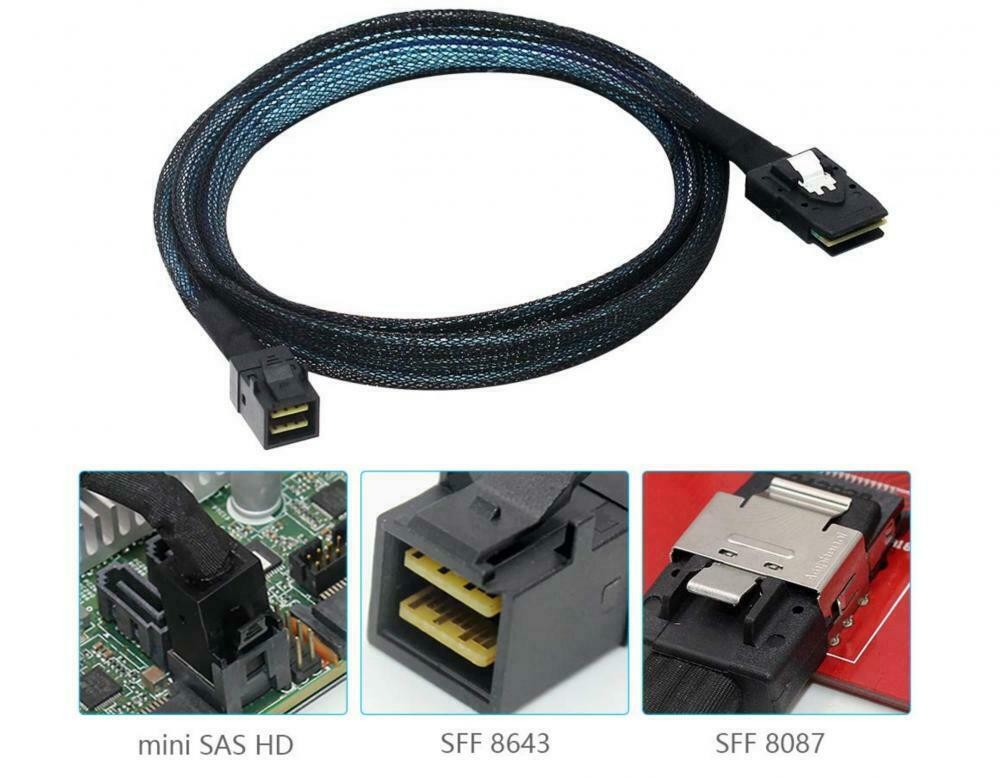 Mini SAS HD SFF-8643 to SFF-8087 Hard Drive Forward Breakout Cable RAID 1-Meter