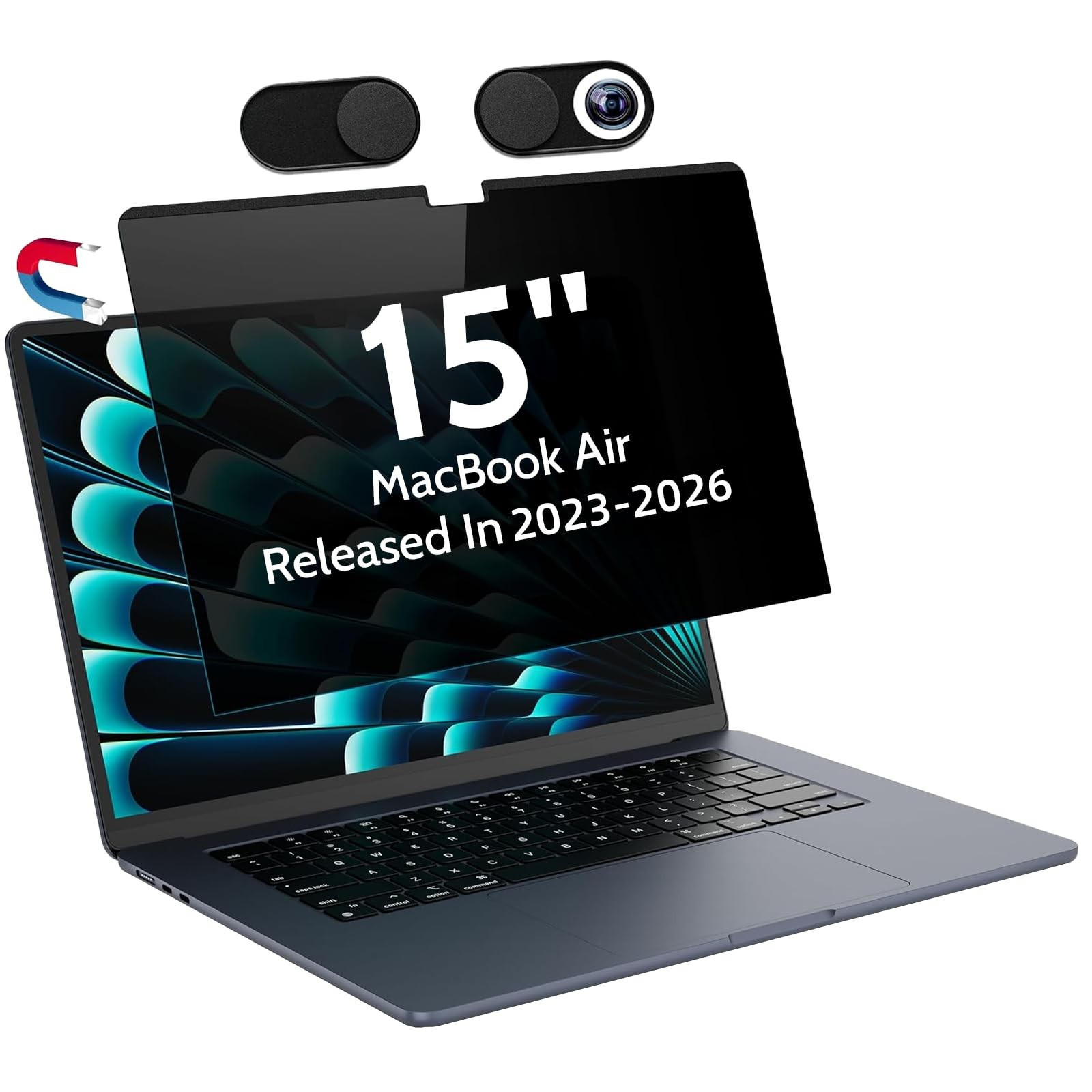 Peslv Magnetic Privacy Screen for MacBook Air 15 Inch 2023-2026 New Black Matte
