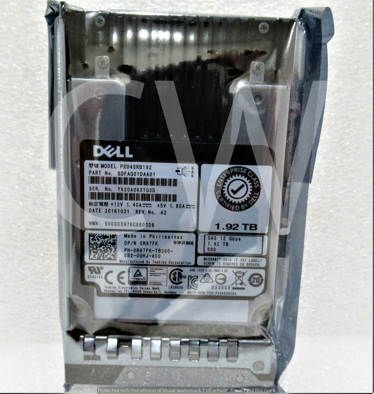 R87FK PX04SRB192 Dell 1.92TB 12Gb/s MLC 2.5" SAS Solid State Drive (SSD)