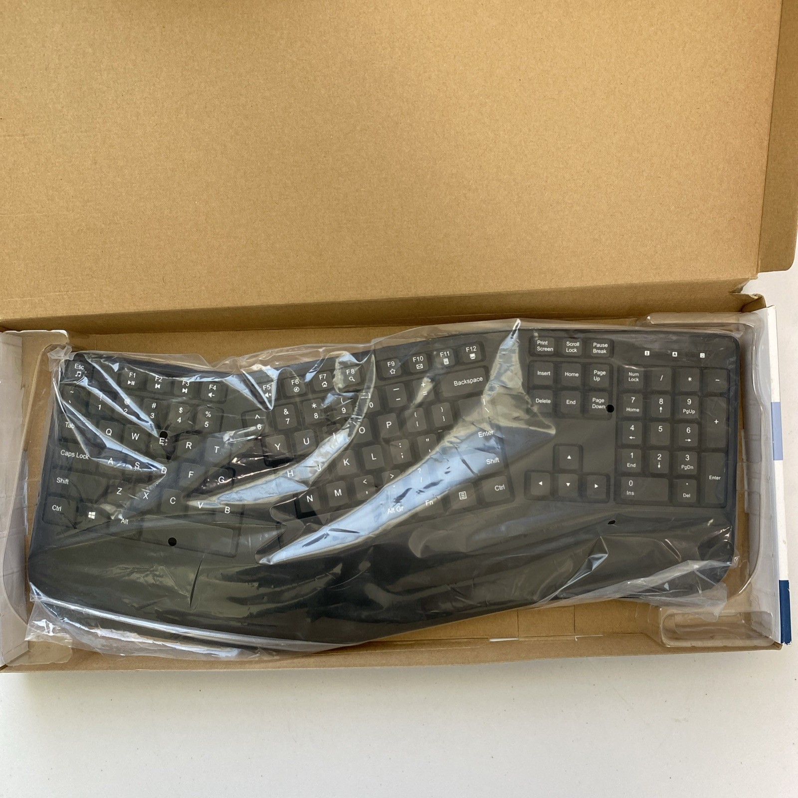 Insignia - Full-Size Wireless Ergonomic Membrane Keyboard - Black