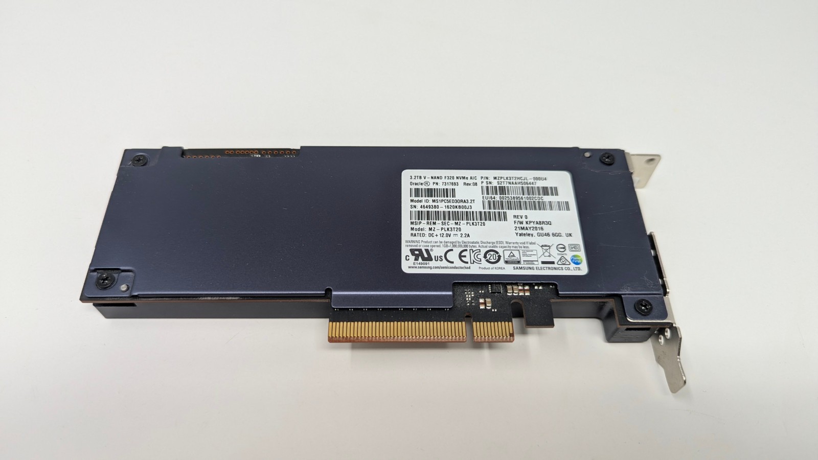 Oracle F320 Samsung MZ-PLK3T20 3.2TB NVMe SSD HHHL 97% Health