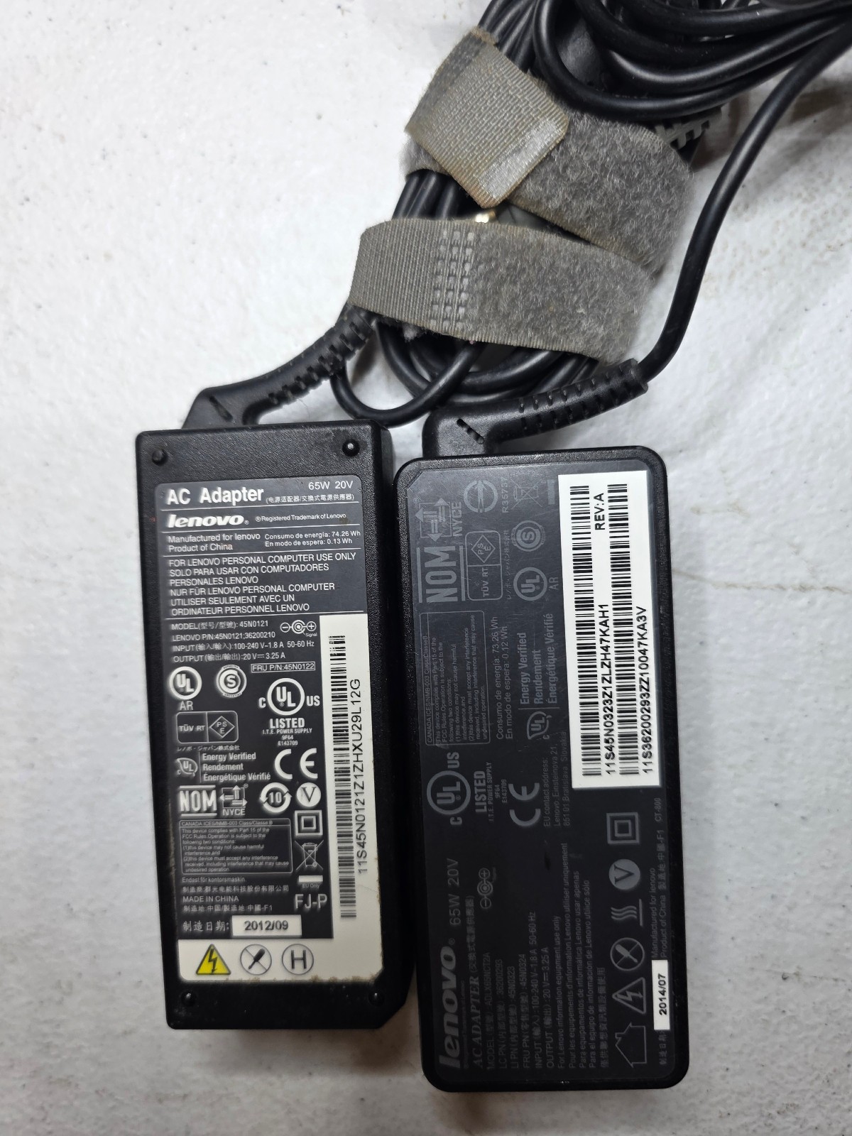 (Lot of 75 Genuine Lenovo 65W Laptop AC Power Adapter Charger Yellow Barrel #257