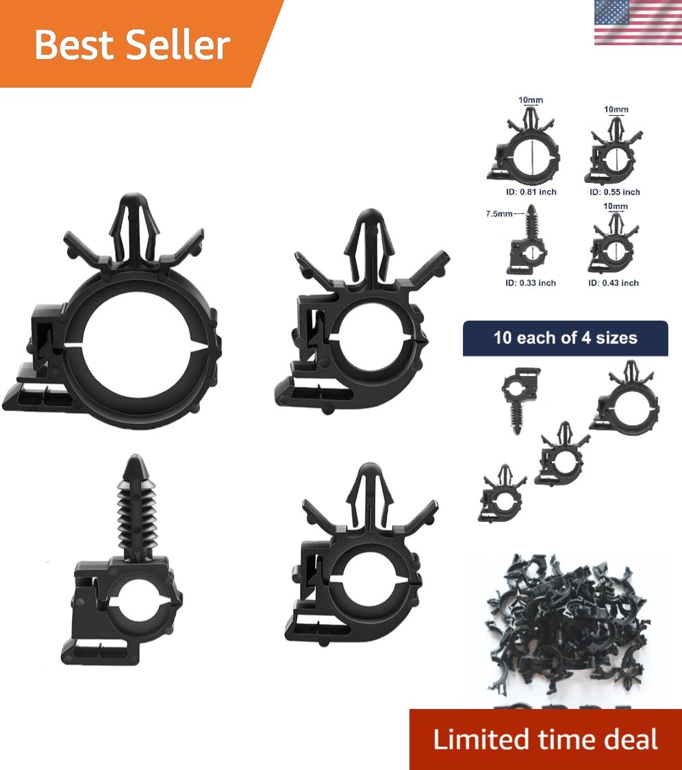 40 Pcs  Auto Wire Loom Routing Clips Set - 4 Sizes | Easy Installation